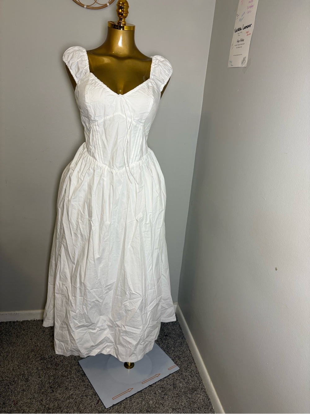 Abercrombie&Fitch 100% CottonBra-Free Cap Sleeve Dipped Waist Midi Dress - Picture 3 of 6